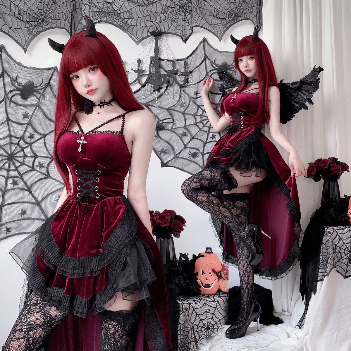 Women's Gothic Costume Dress – Black or Red