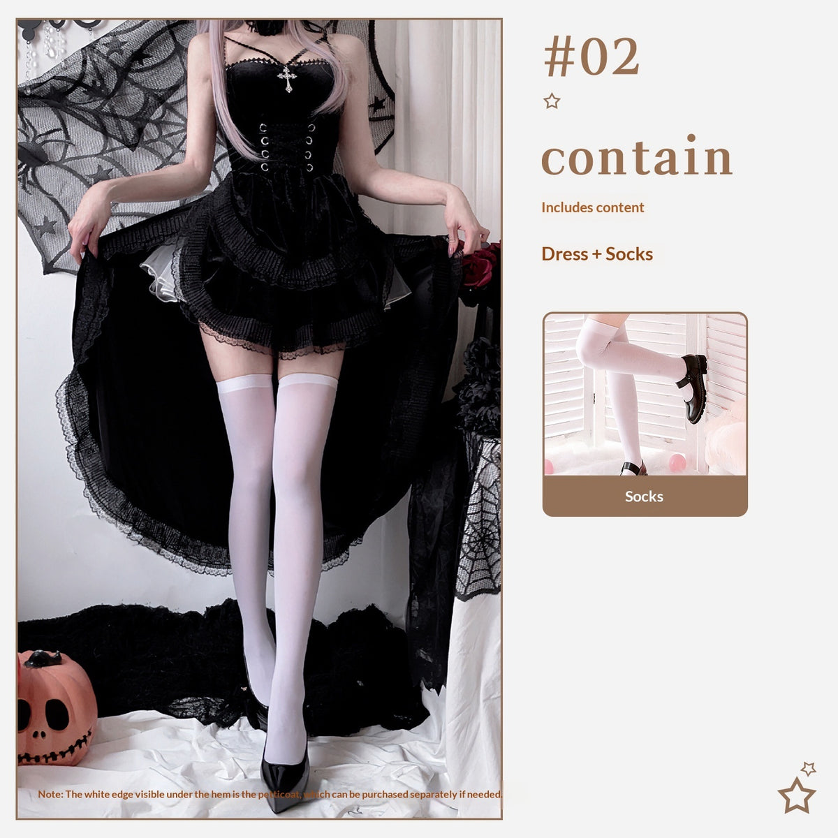 Women's Gothic Costume Dress – Black or Red – view 10