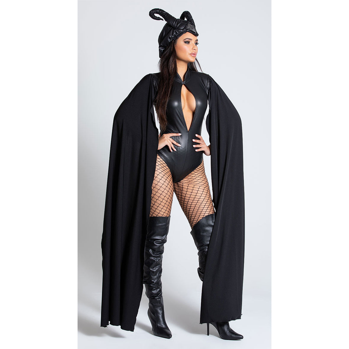 Women's Vampire Witch Jumpsuit Costume with Cape – view 4