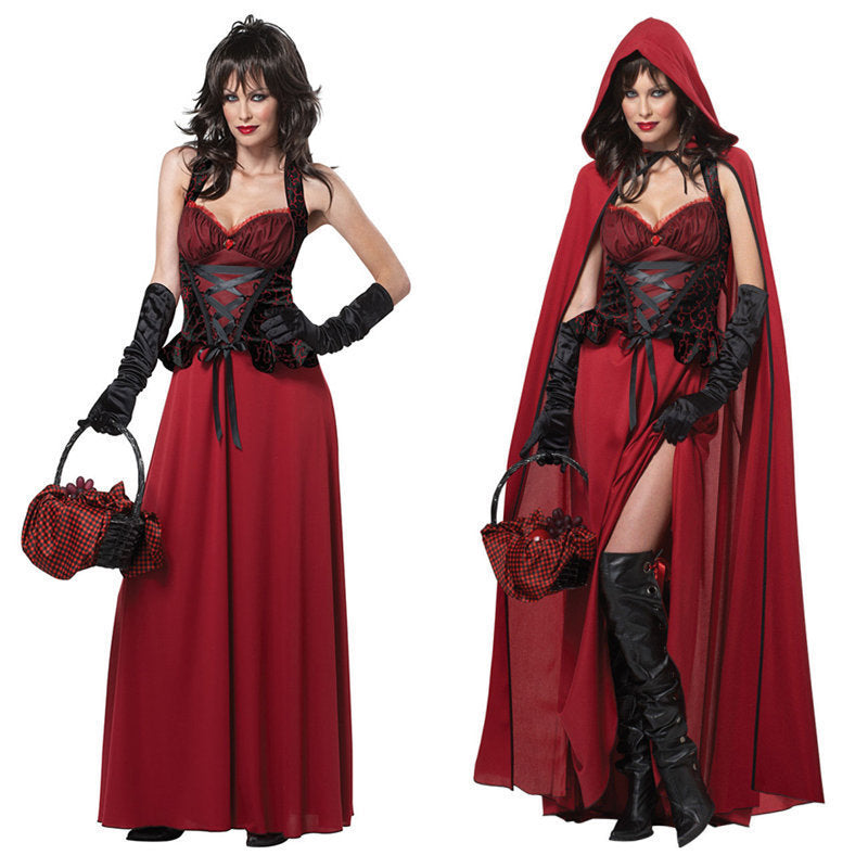 Women's Red Costume Set with Shawl & Gloves