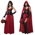 Women's Red Costume Set with Shawl & Gloves