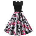 Halloween Print Sleeveless Dress – Black
