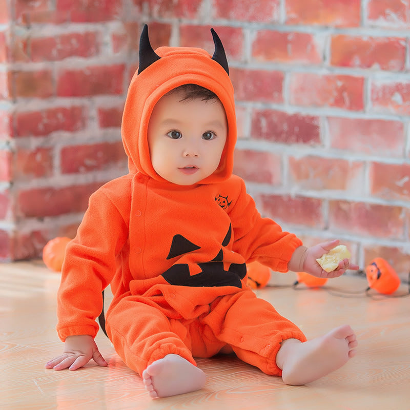Baby Pumpkin Hooded Romper Costume