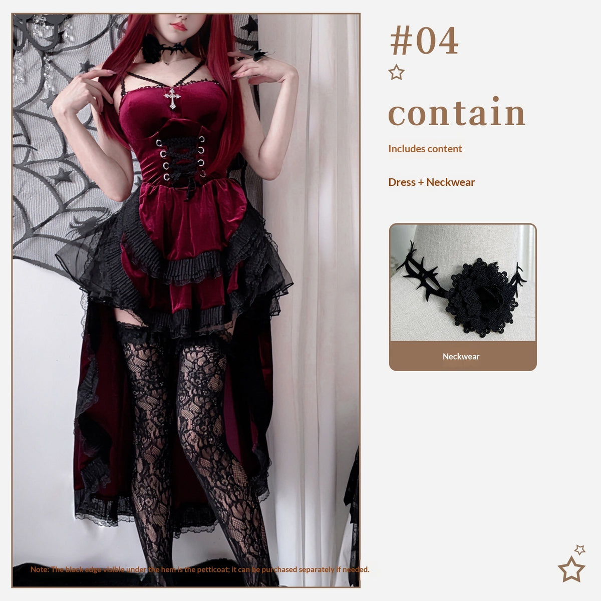 Women's Gothic Costume Dress – Black or Red – view 8