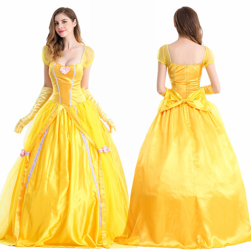 Women's Yellow Costume Dress with Gloves – view 4