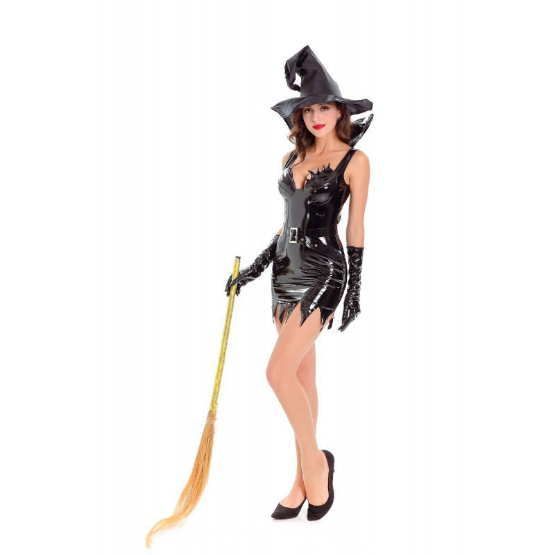 Black Faux Leather Witch Costume – view 5