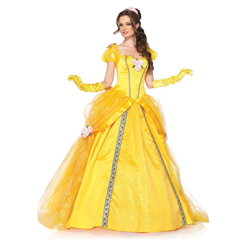 Women's Yellow Costume Dress with Gloves – view 6