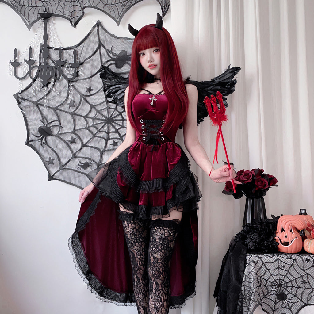 Women's Gothic Costume Dress – Black or Red – view 2