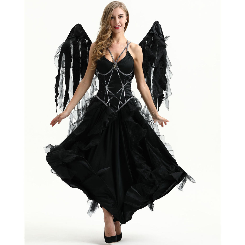 Dark Angel Demon Costume with Wings – view 4