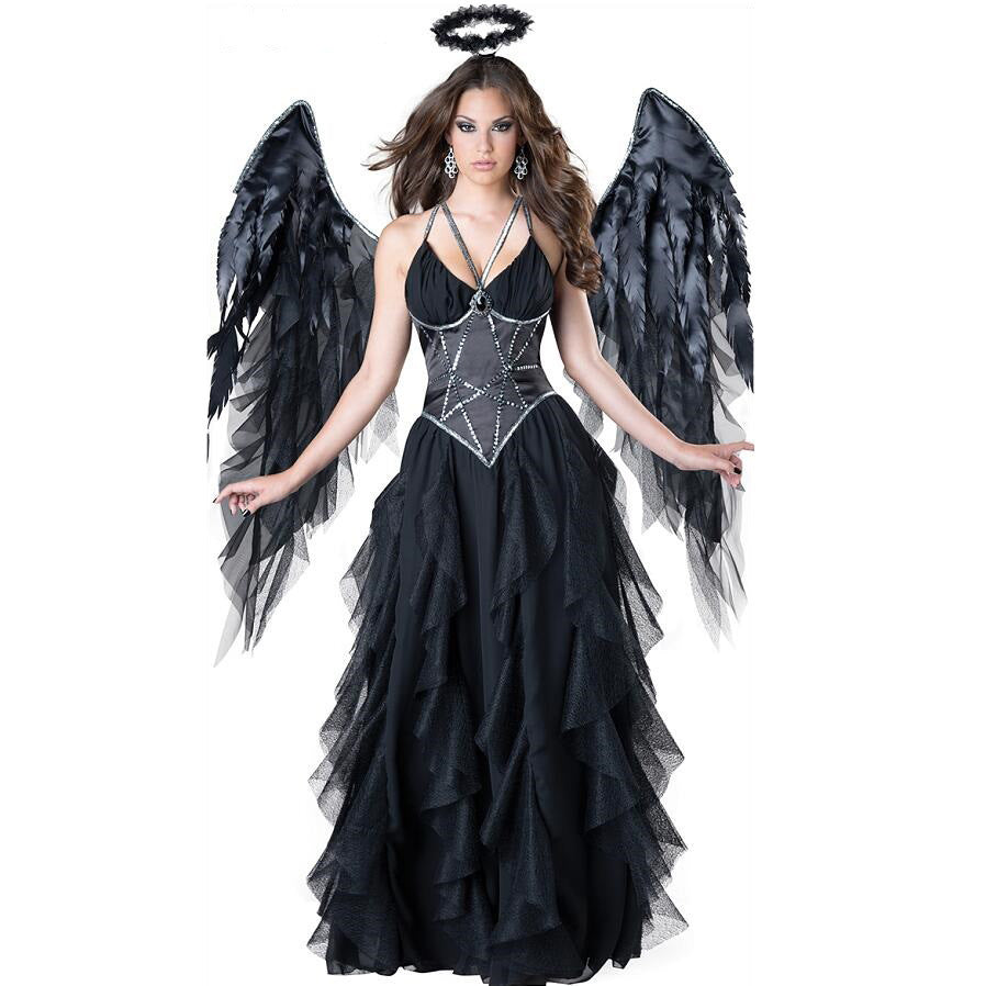 Dark Angel Demon Costume with Wings