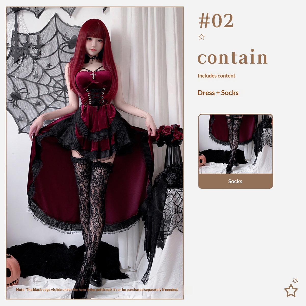 Women's Gothic Costume Dress – Black or Red – view 7