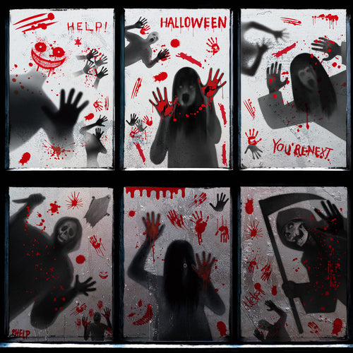 Female Ghost & Skull Window Clings – 6-Piece Set