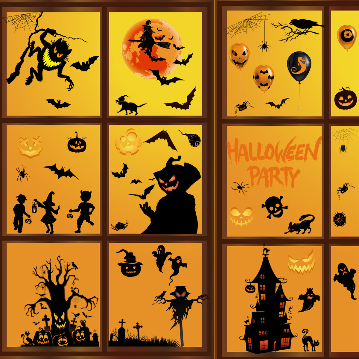 Halloween Static Window Cling Sets – 4 to 20 Pieces