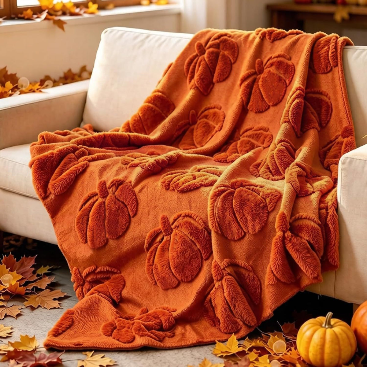 Pumpkin & Ghost Halloween Flannel Blanket – view 3