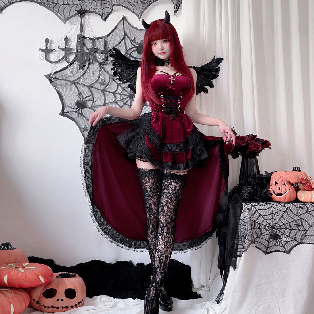 Women's Gothic Costume Dress – Black or Red – view 3