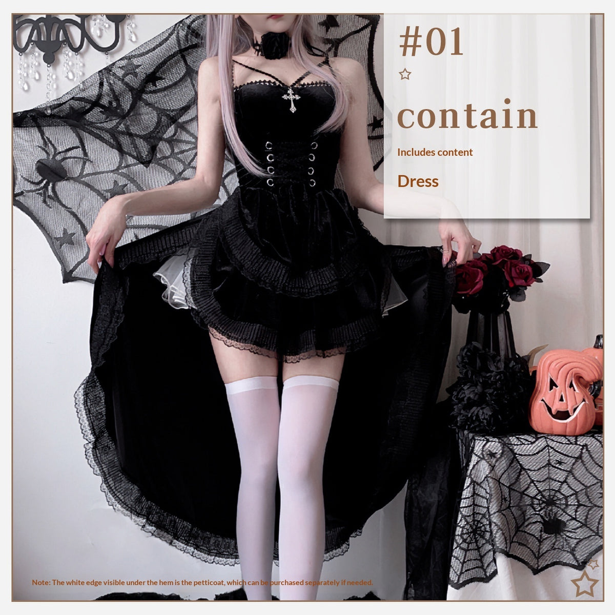 Women's Gothic Costume Dress – Black or Red – view 9