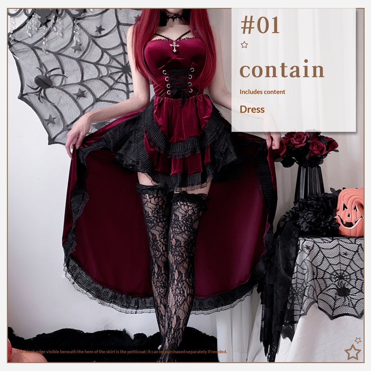 Women's Gothic Costume Dress – Black or Red – view 6