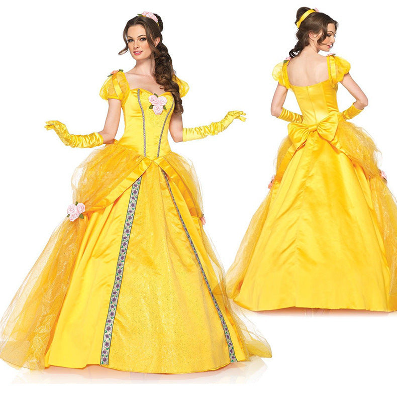 Women's Yellow Costume Dress with Gloves – view 3